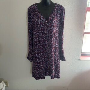 Madewell “Petite Bloom” Medium Floral V-Neck Long Sleeve Dress button cottage